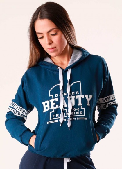SUDADERA BEAUTY DANGER BLUE de GYM LINE - Fitnessstore