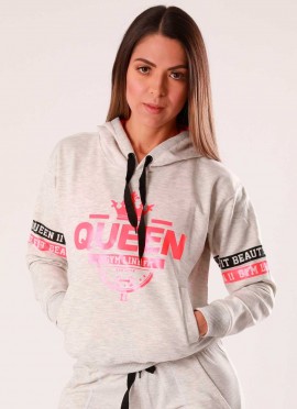 SUDADERA QUEEN SEXY LIGHT GREY GYMLINE - Fitnessstore