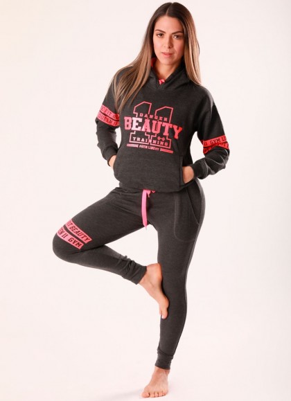 SUDADERA BEAUTY DANGER GREY GYM LINE - Fitnessstore