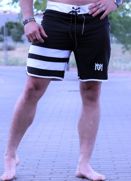 BAÑADORES MEN´S  PHYSIQUE NEW BLACK WHITE - FITNESSSTORE