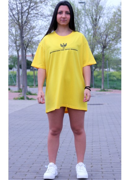 CAMISETA OVERSIZE YELLOW STRONG GIRL - GYM LINE