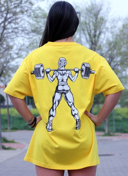 CAMISETA OVERSIZE YELLOW STRONG GIRL - GYM LINE