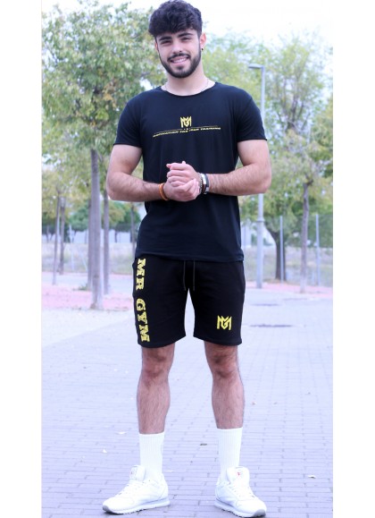 PANTALON CORTO MRGYM BLACK & YELLOW  - Fitnessstore