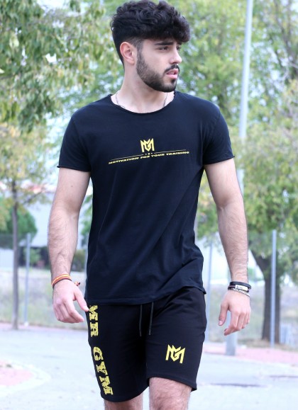 PANTALON CORTO MRGYM BLACK & YELLOW  - Fitnessstore