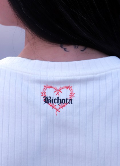 TOP CROP CORTO BLACWHITE BICHOTA - GYM LINE