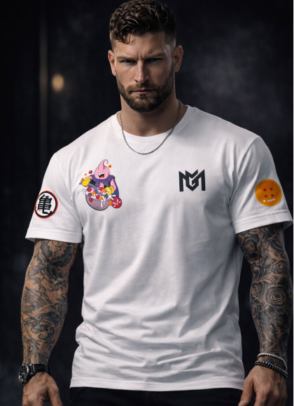 CAMISETA NEW OVERSIZE WHITE MAJIN BOO CEREALES DRAGON BALL DE MR GYM - FITNESSSTORE.ES
