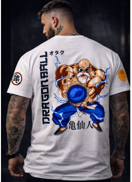 CAMISETA NEW OVERSIZE WHITE MAESTRO ROSHI DRAGON BALL DE MR GYM - FITNESSSTORE.ES